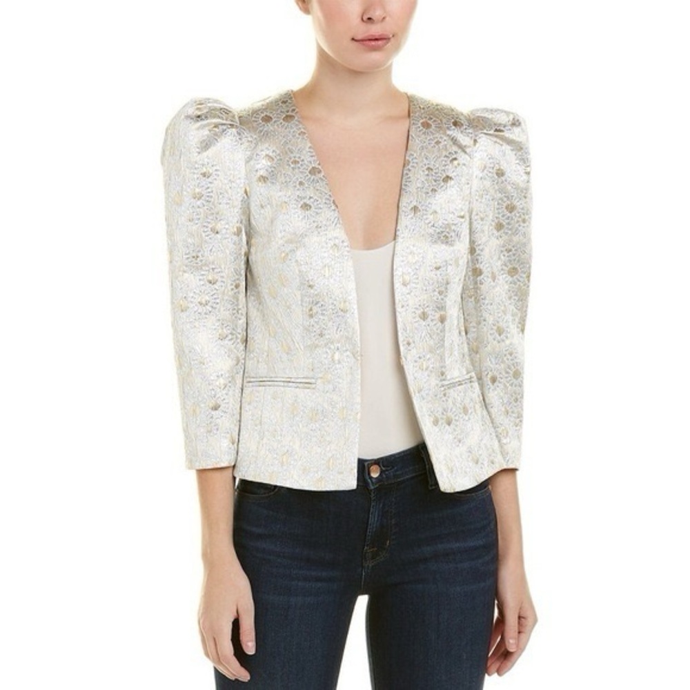 NWT TRINA TURK Lined Shiny Blazer metallic daisy jacquard Style 17R401